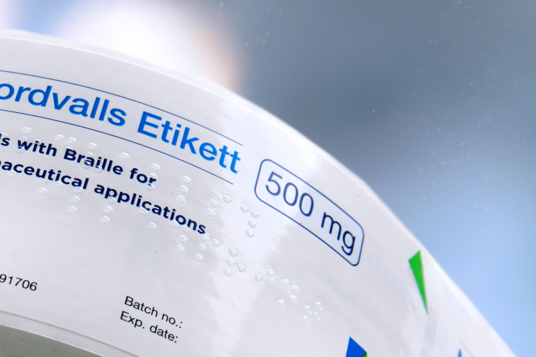 Braille på etikett